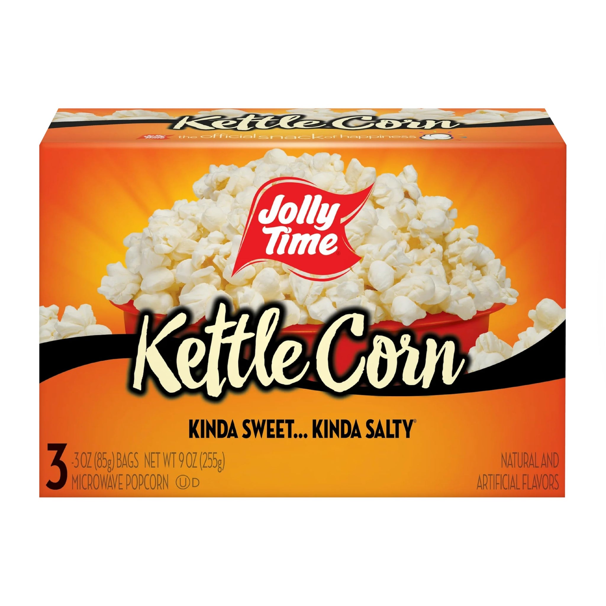 JOLLY TIME Microwave Kettle Corn Sweet & Salty Glazed Gourmet Popcorn (3-Count Box), 9 ounce