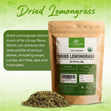 CEYLONFLAVORS FRESH AND PURE Organic Premium Grade Dried Lemon Grass Cut, harvested from a Organic Farm in Sri Lanka 2 oz/56g