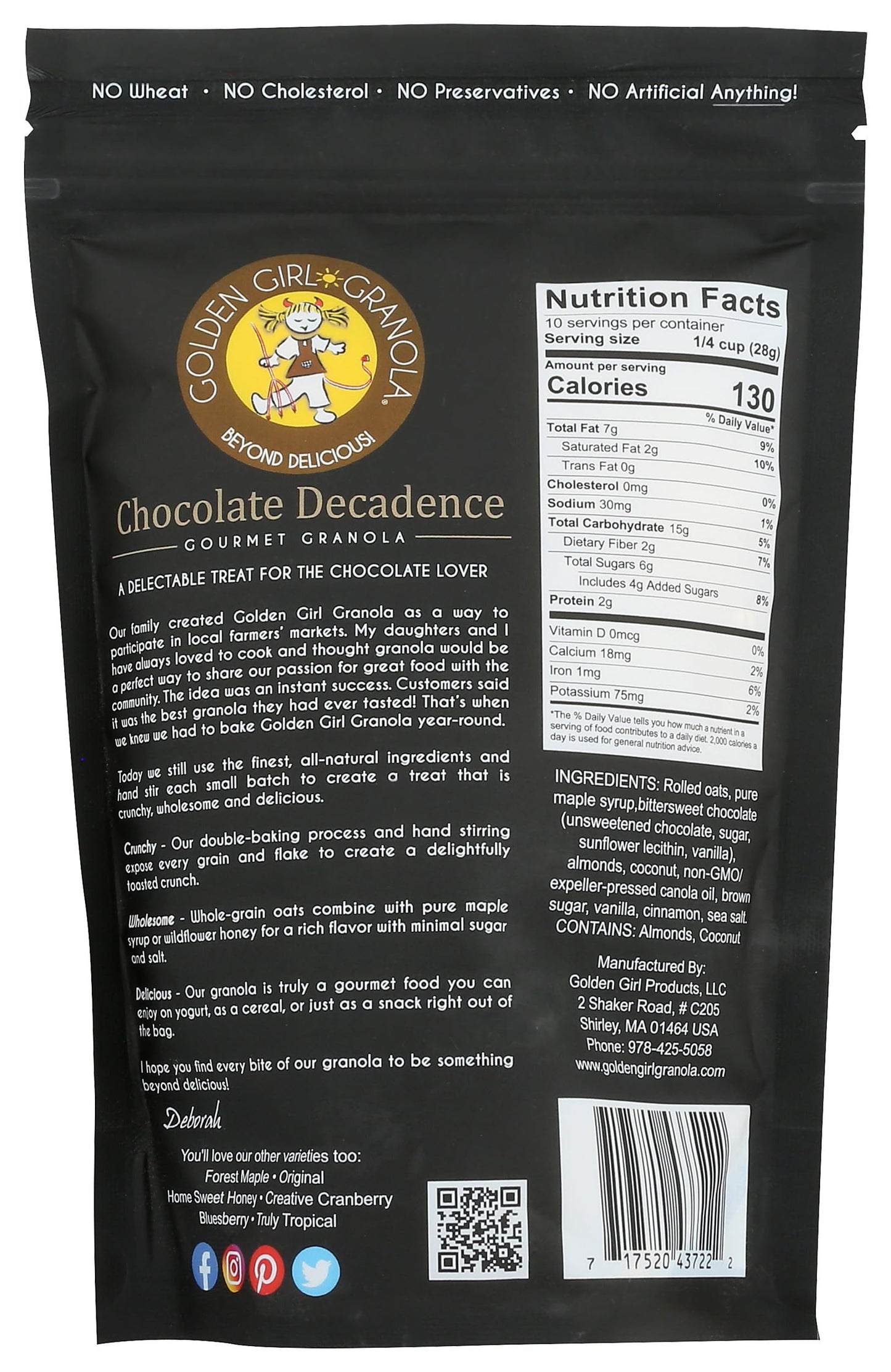 Golden Girl Granola Chocolate Decadence Granola, 10 OZ