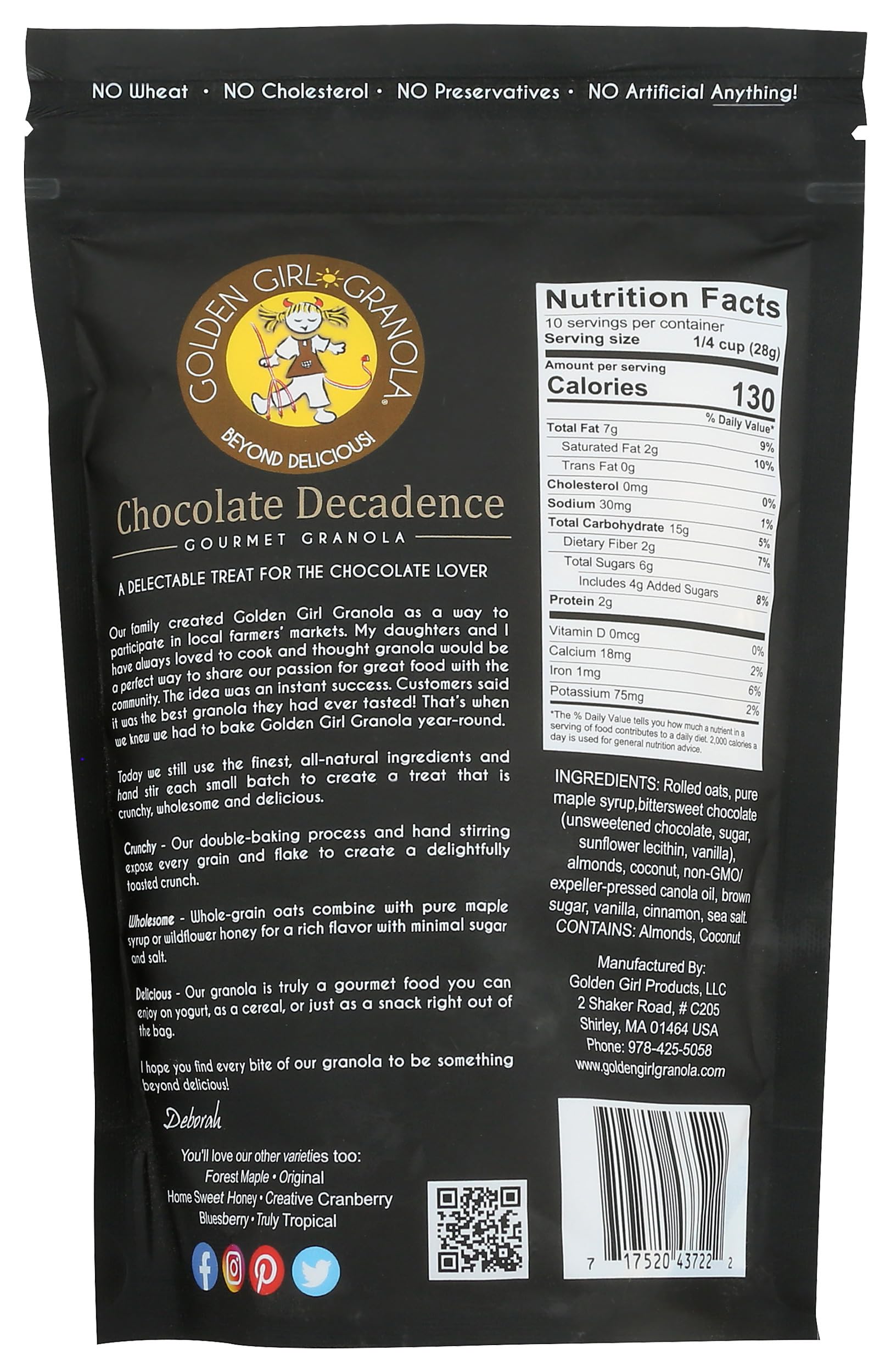 Golden Girl Granola Chocolate Decadence Granola, 10 OZ