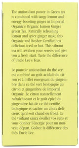 Uncle Lee's Tea Organic Lemon Ginger Green Tea, 100% Natural Premium Green Tea Bags, Fresh Flavor, Enjoy with Honey, Hot Tea or Iced Tea Beverages, 4