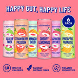 wildwonder Sparkling Probiotic Drink 6pk, For Gut Health & Immune Support, Classic Variety Pack, 5g Prebiotic Fiber, Live Probiotics, Organic, Vegan