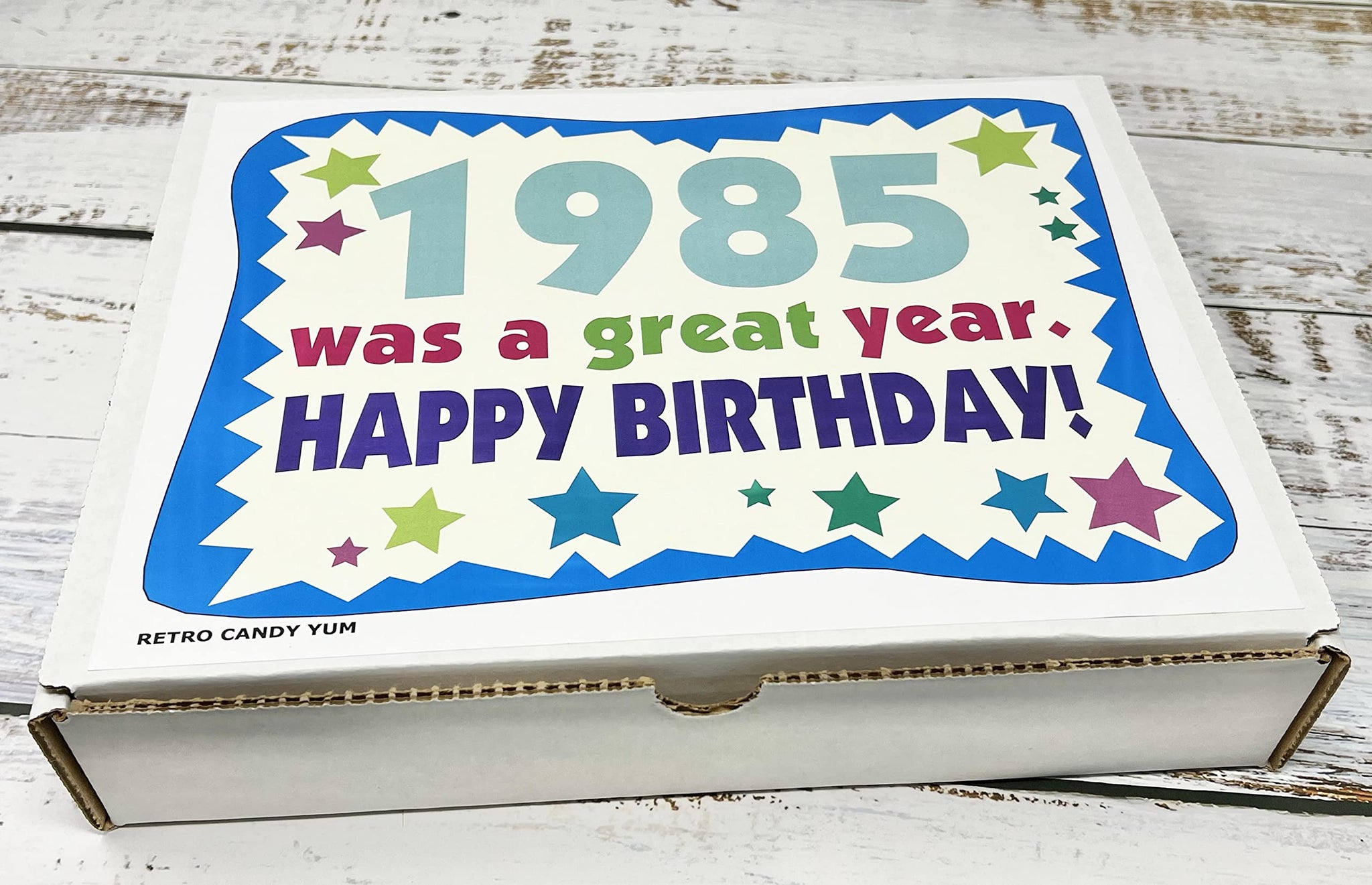 RETRO CANDY YUM ~ 1985 41st Birthday Gift Box of Nostalgic Candy from Childhood for 41 Year Old Man or Woman Born 1985