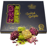 Cerez Pazari Turkish Delight Pistachio and Hazelnut with Fantastic Rose & Pomegranate Flavour Experience in Luxury Large Gift Box 500g | Assorted