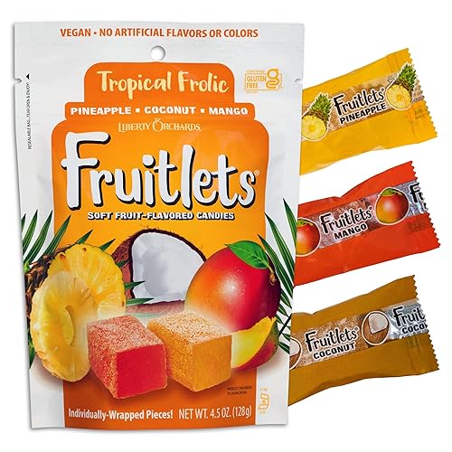 Liberty Orchard, Tropical Frolic Fruitlets - Soft & Fruit, Signle-Wrapped Nut Free Candies 4.5 oz