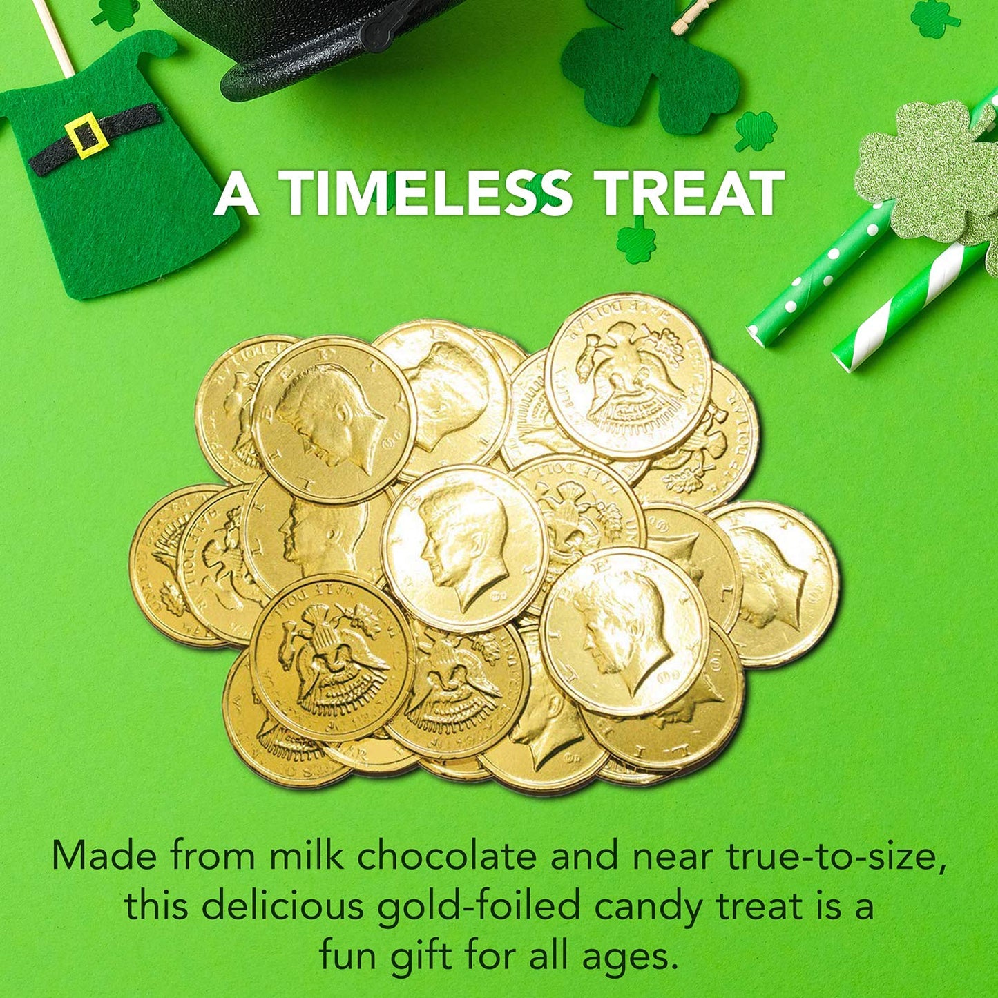 R.M. Palmer Milk Chocolate Gold Coin Half Dollars, Bulk Bag, Fun Sized, Treats, Candy, and Snacks (5 Pound (Pack of 1))