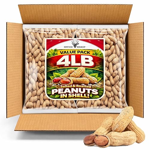 Peanuts In Shell | 4 LB Bulk Value Pack | Roasted & Salted - Healthy natural snack, Perfect for office, share and TO-GO - Crunchy Whole Peanuts