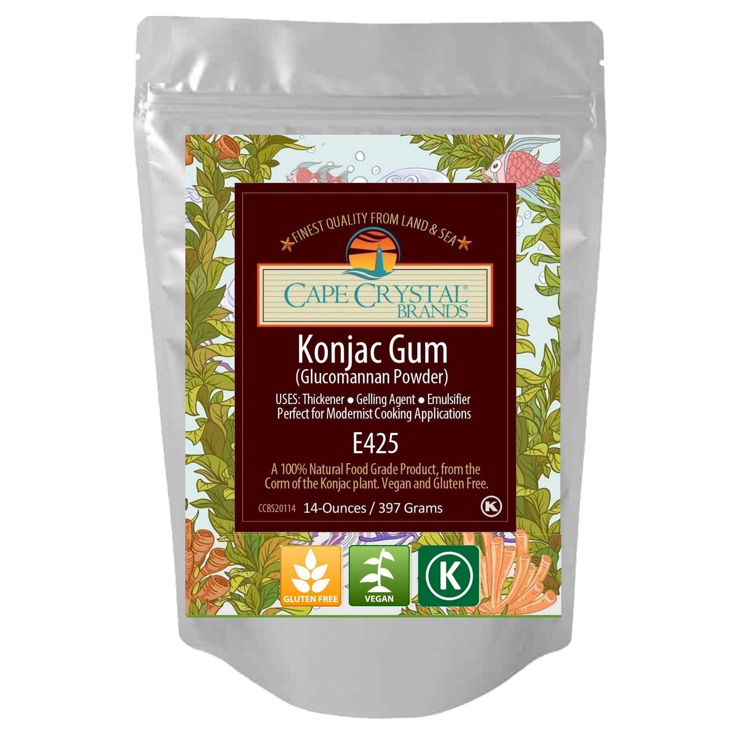Cape Crystal Premium Konjac Gum Glucomannan Powder (14 Oz.)