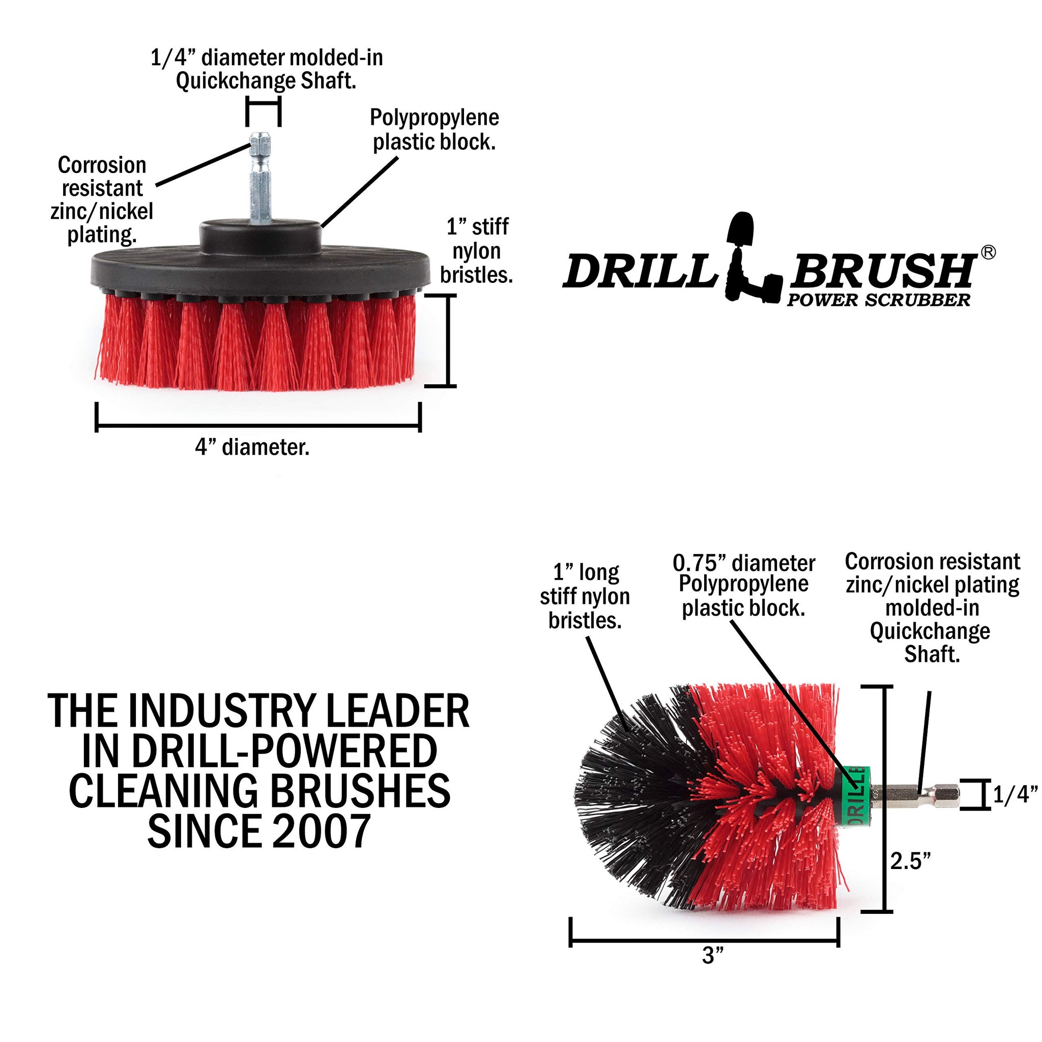 Outdoor Cleaning Supplies - Stiff Bristle Outdoor Power Scrubber - Concrete and Brick Stain Remover - Concrete Pools Cleaning Kits- Heavy Duty Deck
