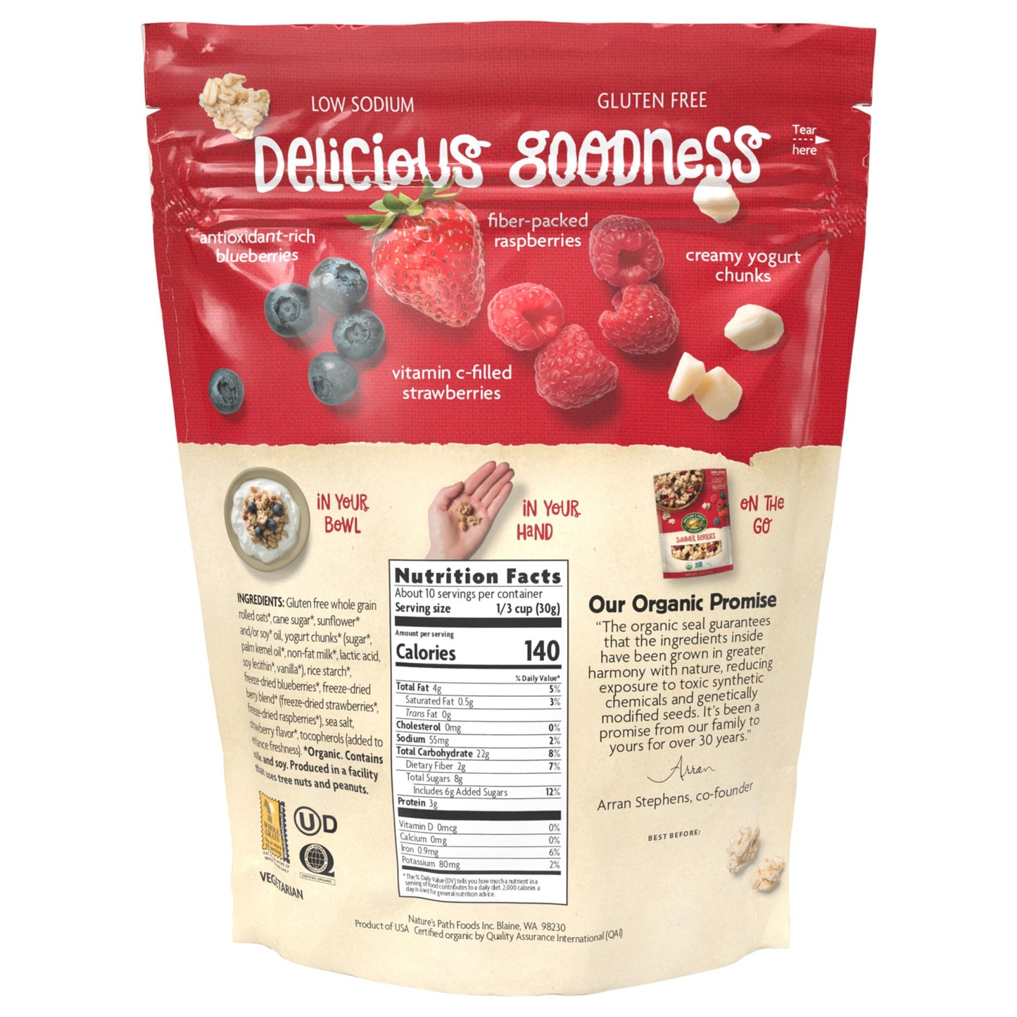 Nature's Path Organic Summer Berries Granola, 11 oz (Pack of 1), Gluten Free, Non-GMO