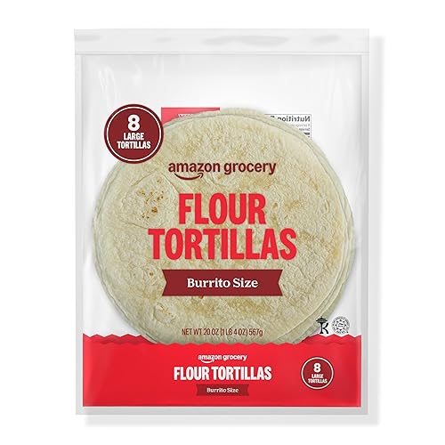 Amazon Grocery, Flour Tortillas, Burrito Size, 20 Oz, 8 Ct