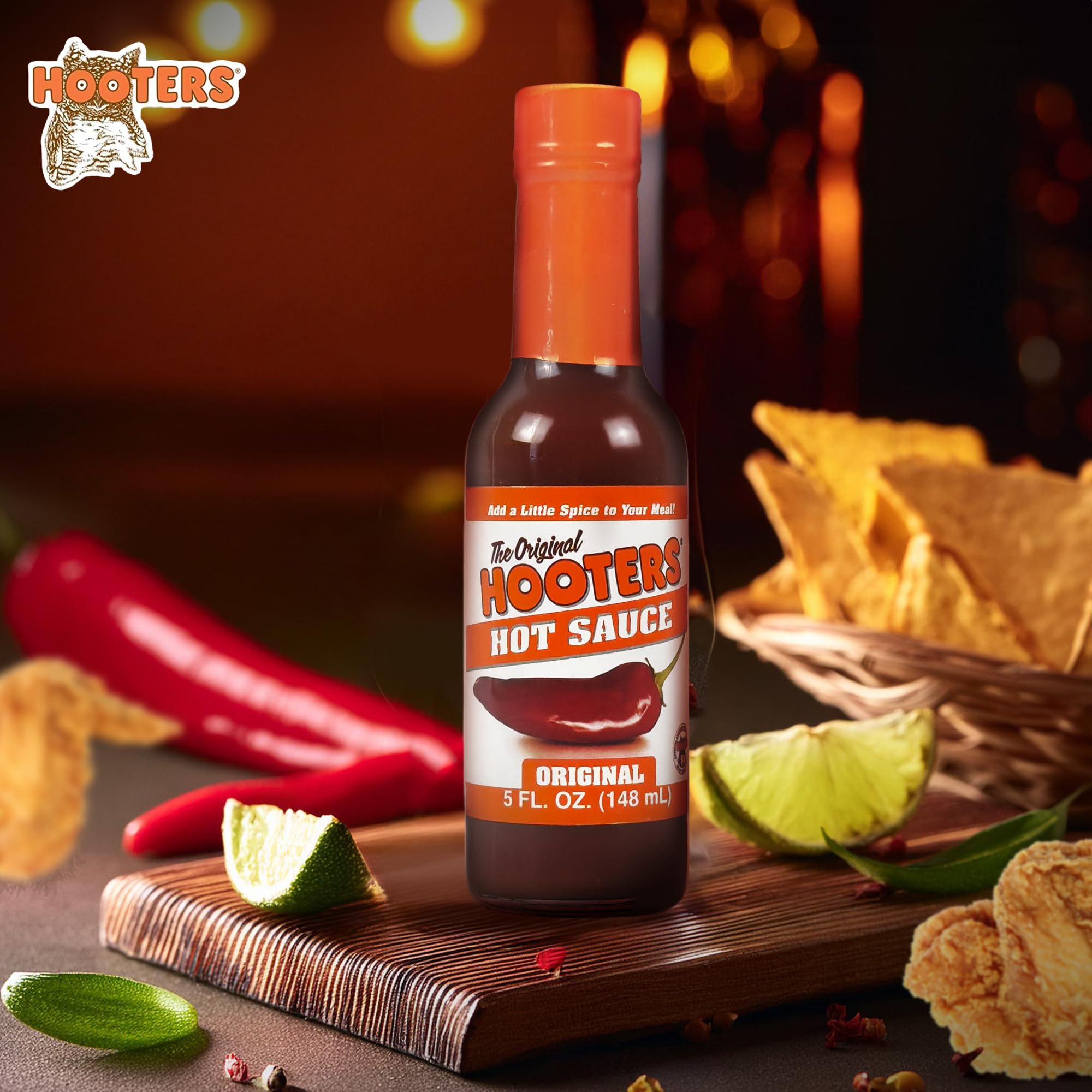 The Original Hooters Hot Sauce - Balanced Taste with Aged Red Peppers, Mild Spicy for Spreads, Crackers, Eggs or as Buffalo Wing Sauce, Easy Use Small