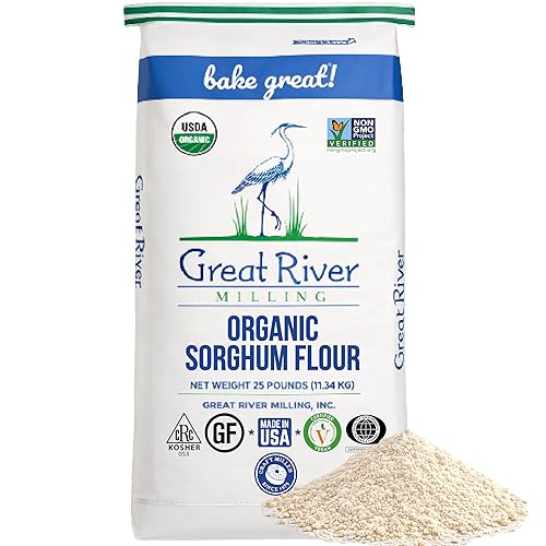 Great River Milling Organic Sorghum Flour | Whole Grain Gluten Free Flour | Non-GMO, Vegan & Kosher Certified | Milled for Smooth Texture | Ideal