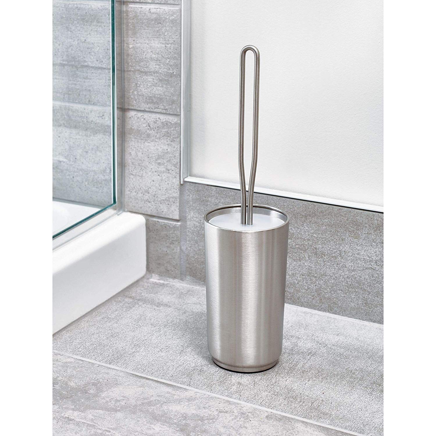 iDesign Austin Toilet Bowl Brush and Holder Set - Brushed