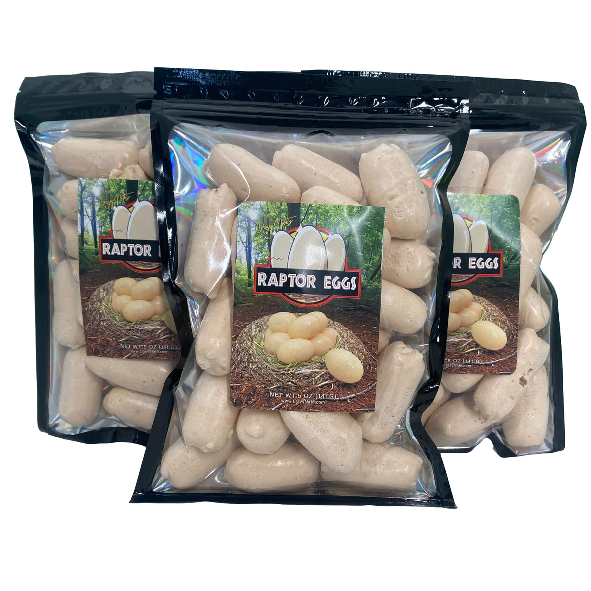 Crazy Nate's Raptor Eggs - Freeze-Dried Bit-O-Honey Candy | Unique Honey and Almond Crunch | Gourmet Freeze-Dried Treats (3 PACK)