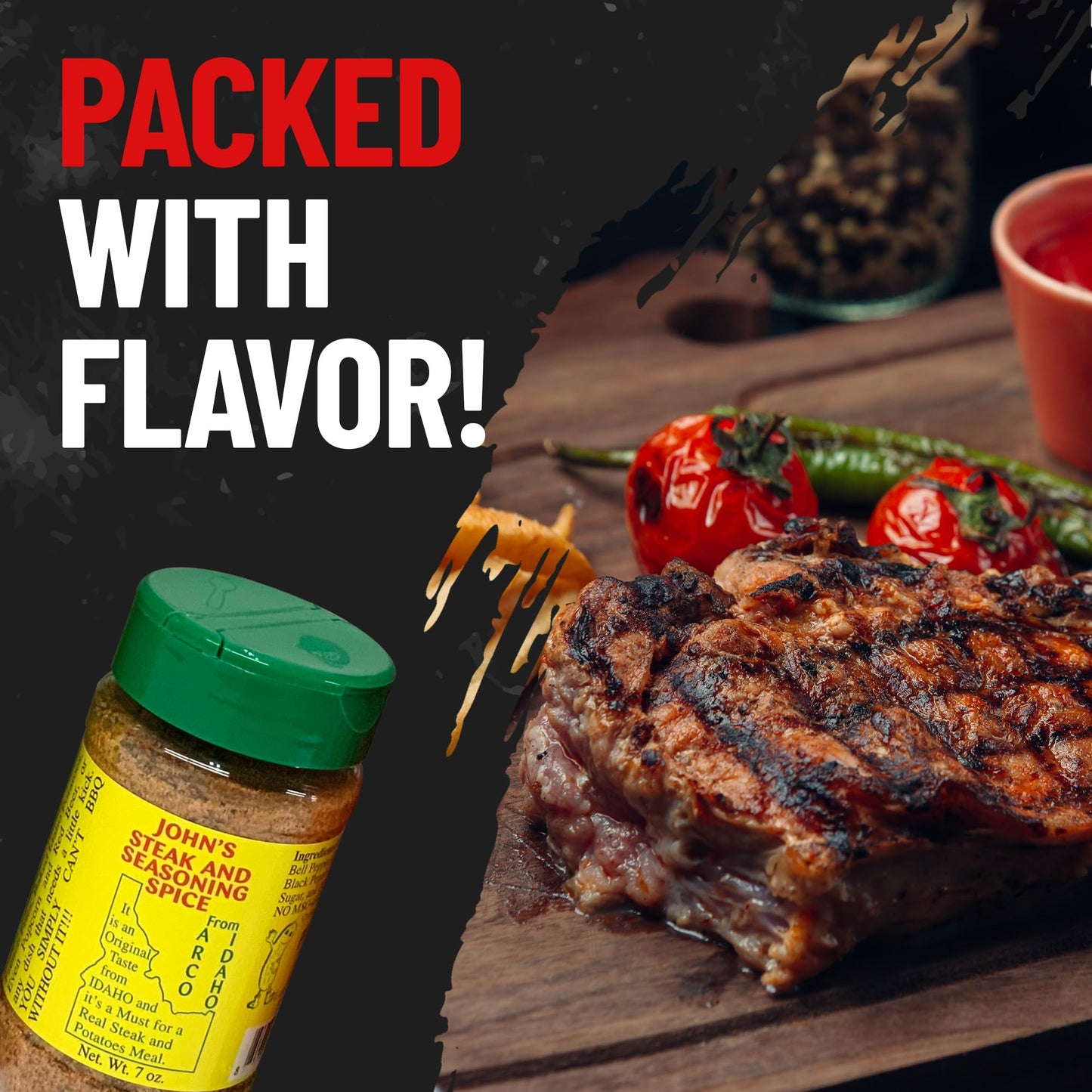 John’s Steak and Seasoning Spice, Original Flavor Steak Seasoning for Grilling, Pork Chops, Steaks, Burgers, Chicken, Seafood, Potatoes, and More