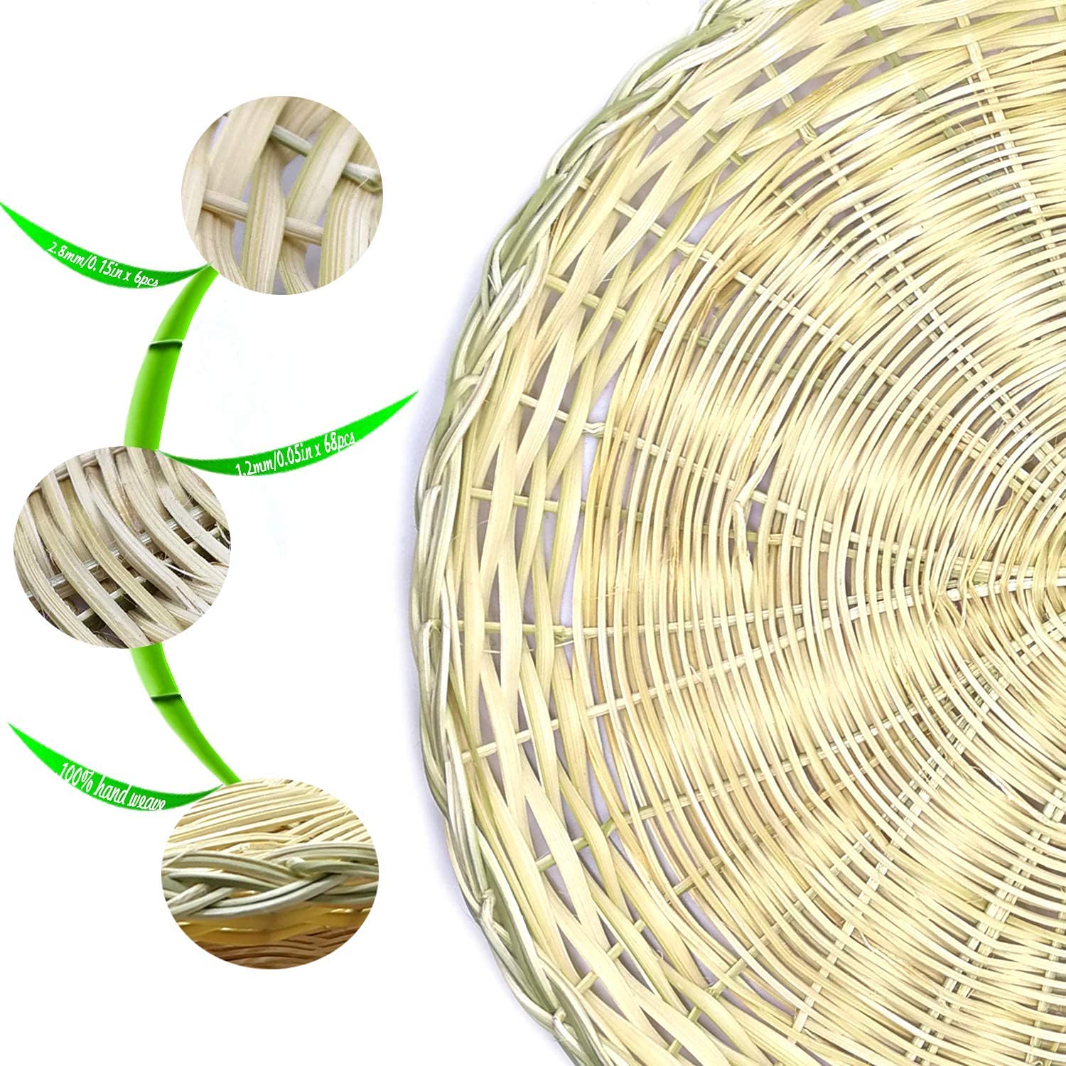 BB HOME, ZHONGER BHO Hand Weave Bamboo Paper Plate Holder 10in Set of 4 for Picnic Home Party and Daily Dinning