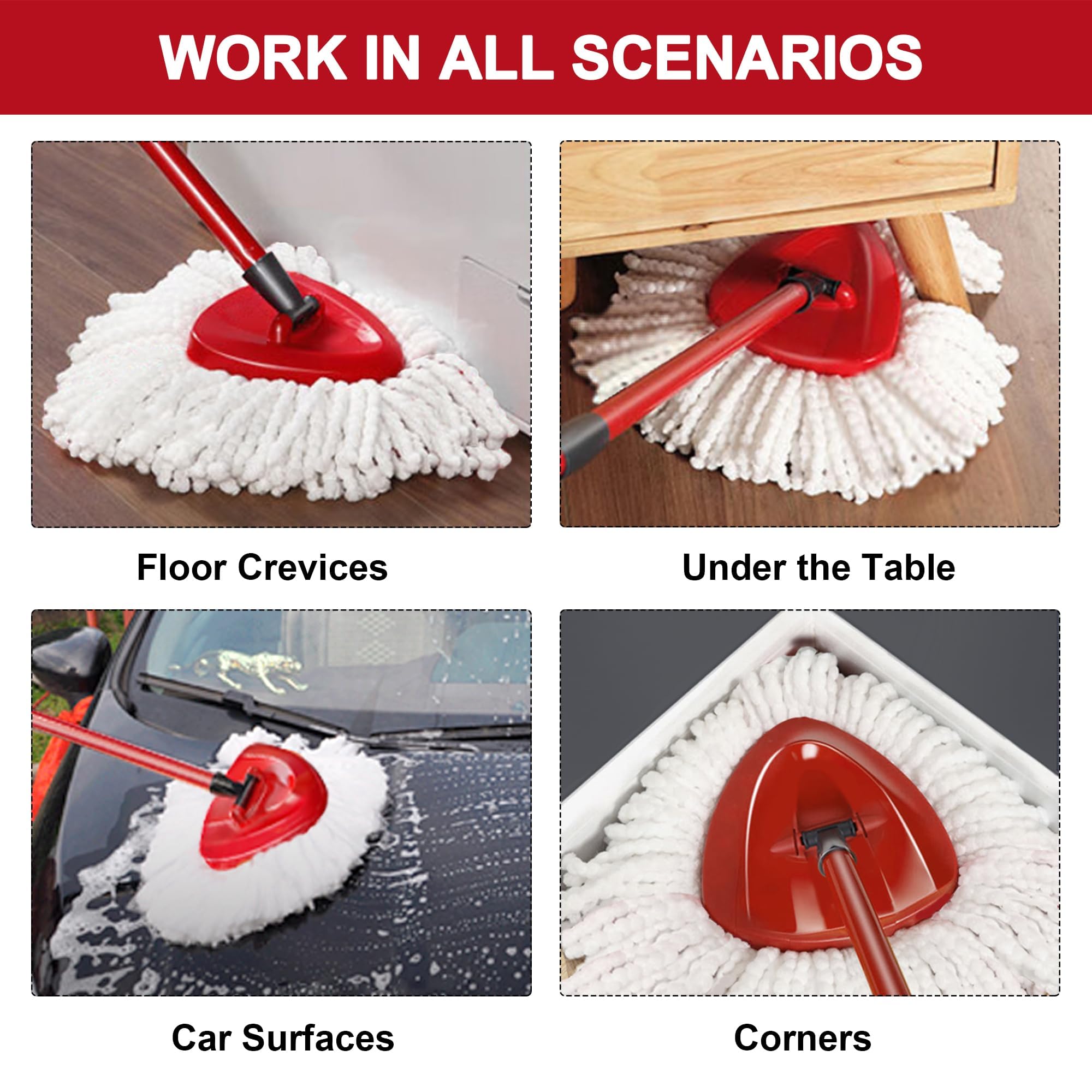 4 Pack Mop Heads Replacements for O-Ceda Easy Wrin Spin System, Microfiber Refills, Easy Cleaning Mop Repalce Head