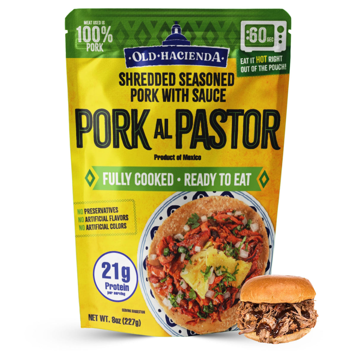 Old Hacienda Pork al Pastor, Shredded Seasoned Pork, 21g Protein, 8 oz