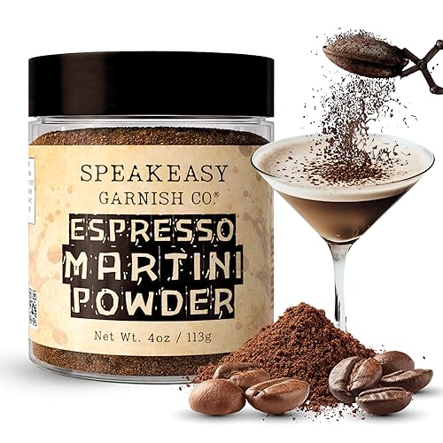 (ESPRESSO POWDER) SPEAKEASY GARNISH CO. ESPRESSO MARTINI POWDER - 4OZ JAR - PREMIUM COFFEE GARNISH FOR COCKTAILS, DESSERTS, BAKING & COFFEE DRINKS |
