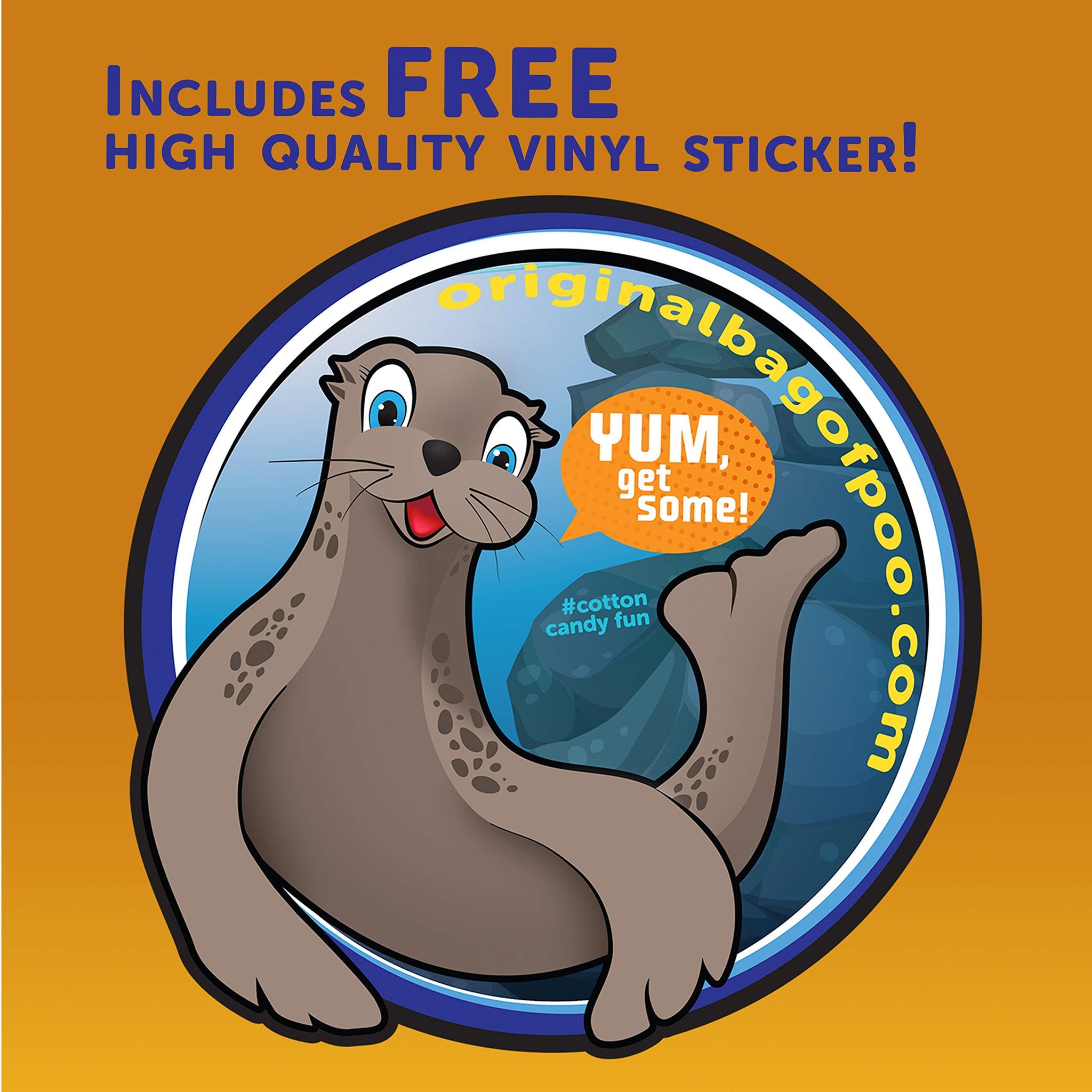 The Original Bag of Poo®, Sea Lion Poo (Black Cherry Flavor Cotton Candy) Novelty Poop Gag Gift. Free sticker inside.