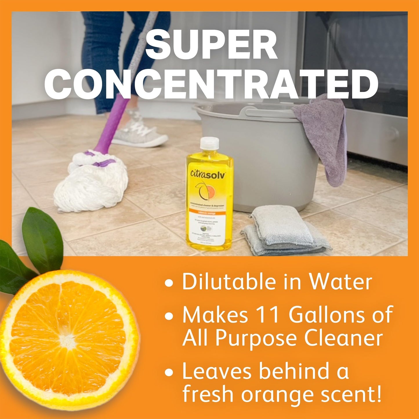 Citra Solv Concentrated Cleaner & Degreaser, Deodorizer, Paint & Adhesive Remover, for Home and Outdoor, Natural Orange Oil, Safe, Valencia Orange