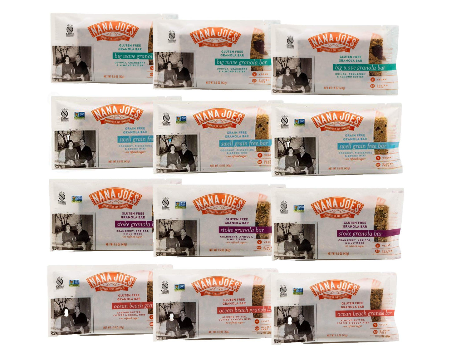 Nana Joes Granola Variety Bars | Handmade, Gluten-Free, Vegan, Healthy, Plant-Based, Organic Whole Ingredients, No Refined Sugar or Preservatives |