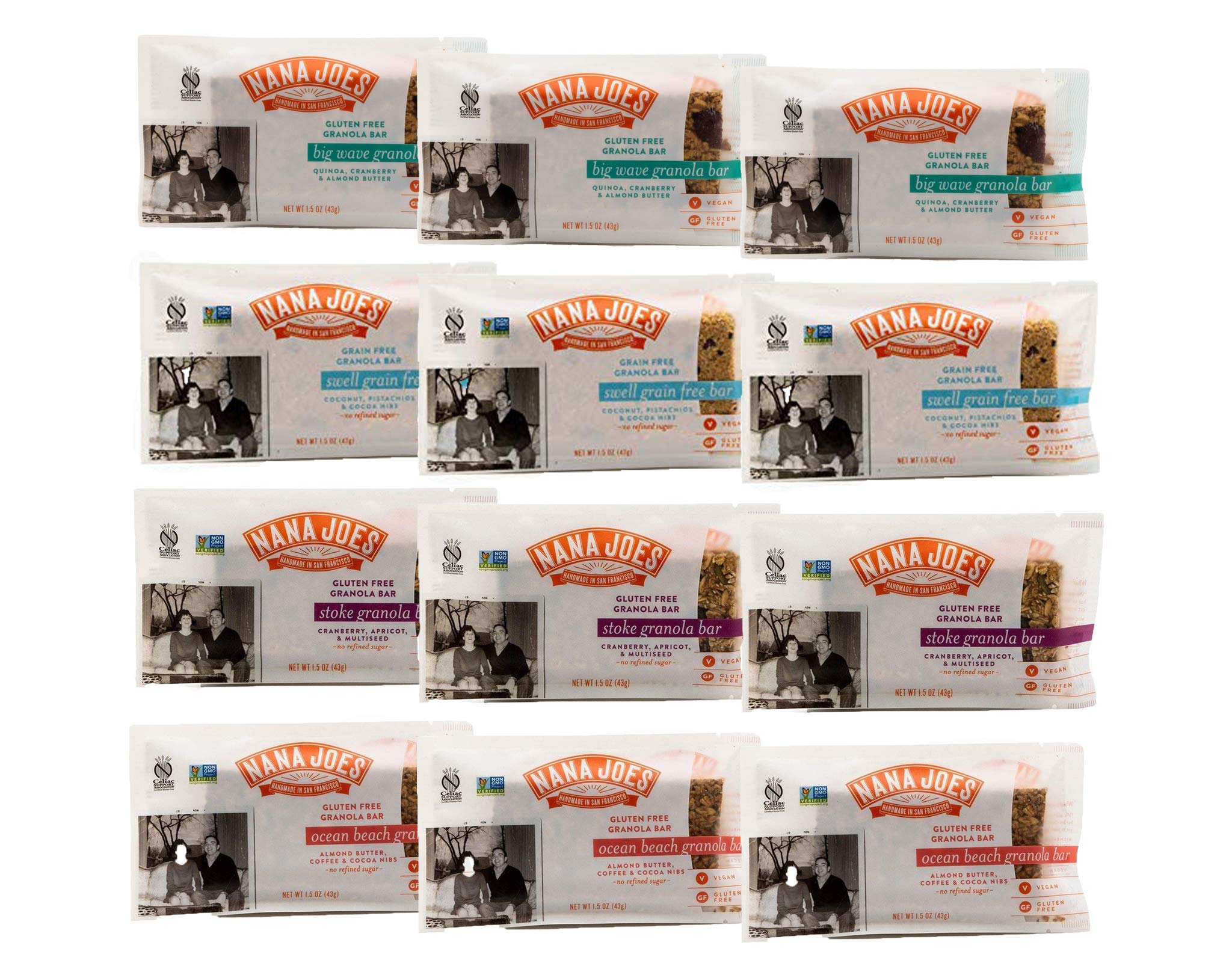 Nana Joes Granola Variety Bars | Handmade, Gluten-Free, Vegan, Healthy, Plant-Based, Organic Whole Ingredients, No Refined Sugar or Preservatives |