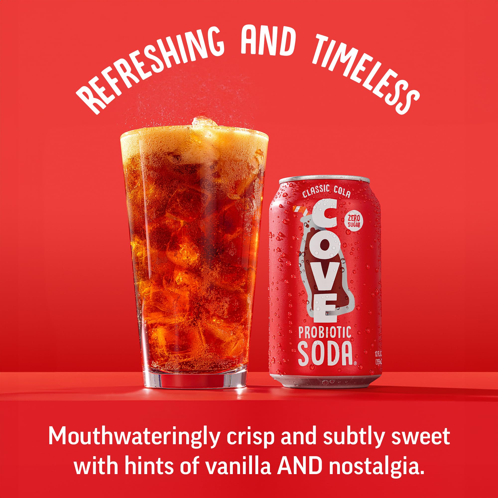 Cove Probiotic Soda, Zero Sugar Better-For-You Alternative - Refreshing, Delicious Probiotic Drink, No Synthetic Colors & Caffeine Free - Classic