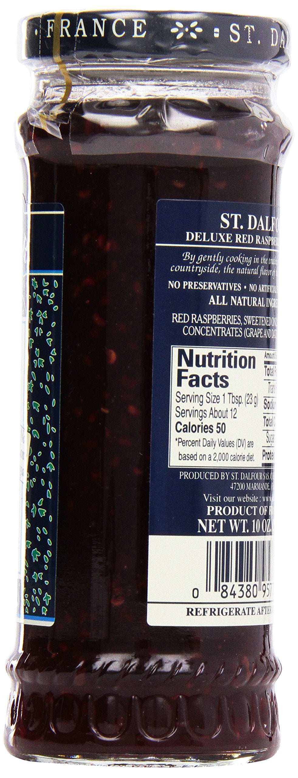 St. Dalfour Red Raspberry Fruit Spread - 10oz - 100% from Fruit, No Artificial Ingredients, Non-GMO, No Cane Sugars, All Natural, Made in France