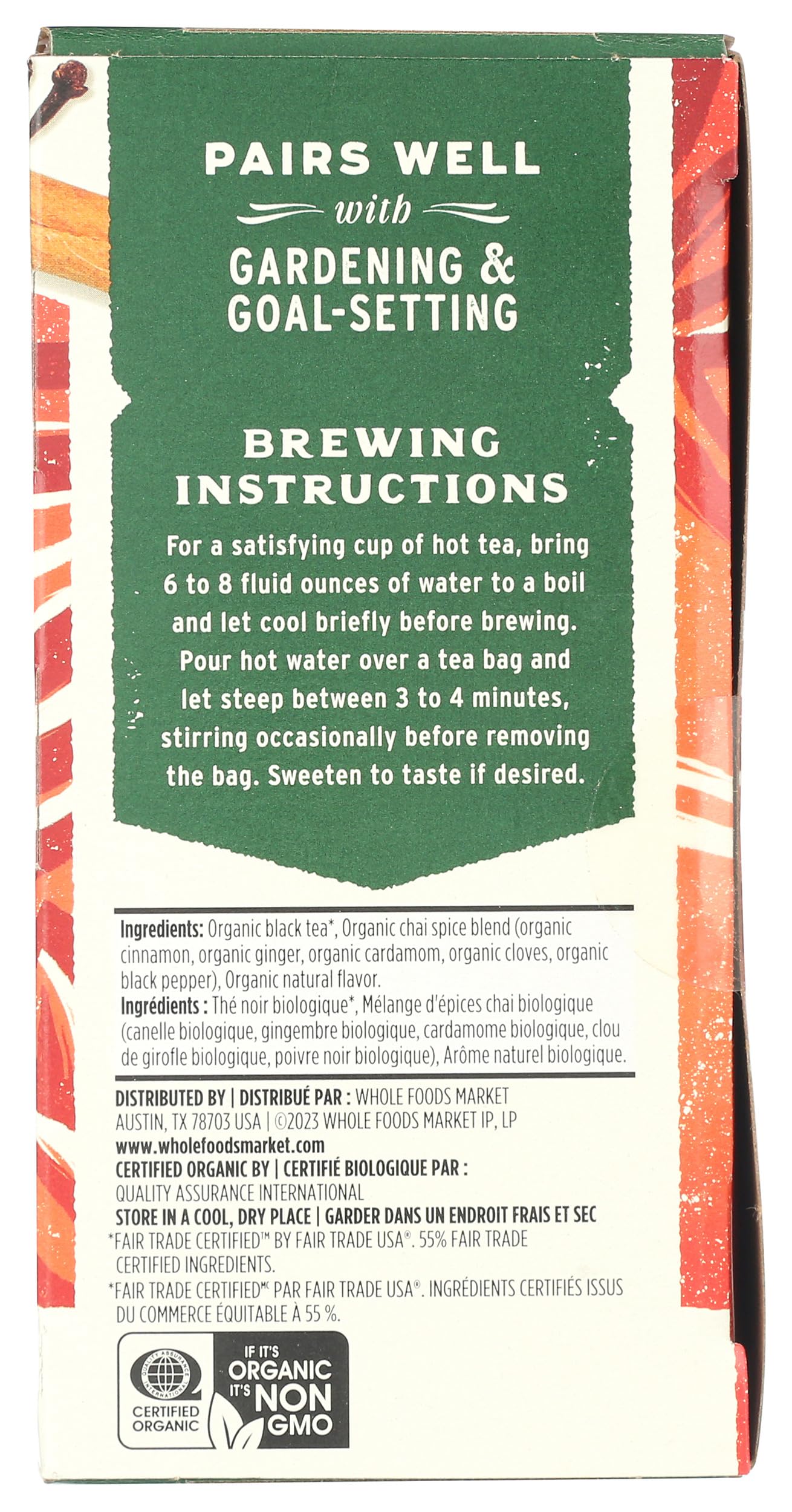 Whole Foods Market, Organic Spiced Chai Black Tea, 20 Count