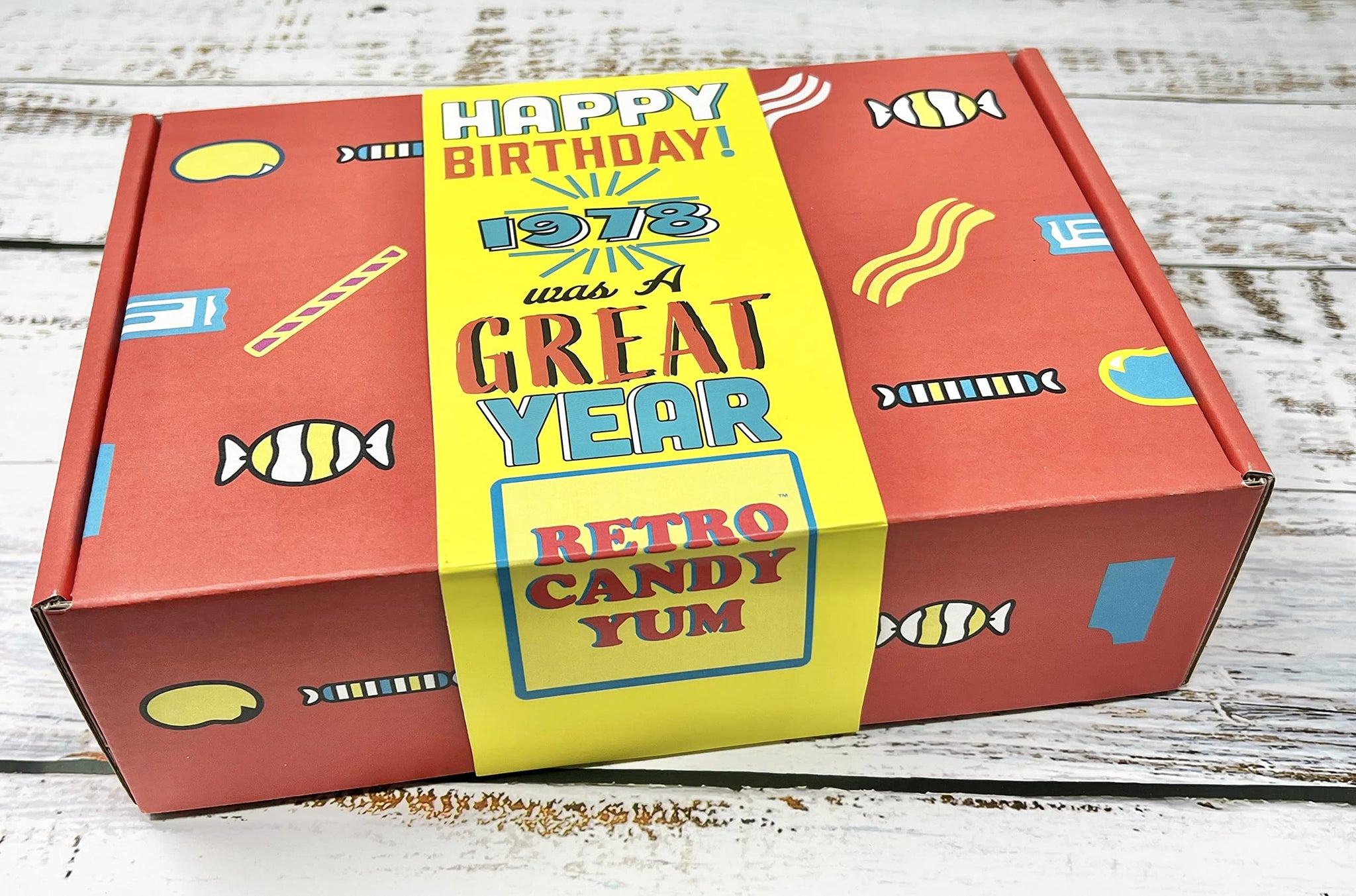 RETRO CANDY YUM ~ 1978 48th Birthday Gift Box Nostalgic Candy Assortment from Childhood for 48 Year Old Man or Woman Born 1978 Jr