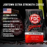 Fire Department Coffee - Gives Back to Firefighters - Jobtown Extra Strength Ground Coffee - Rich & Bold Dark Roast - Roasted in the USA - Veteran