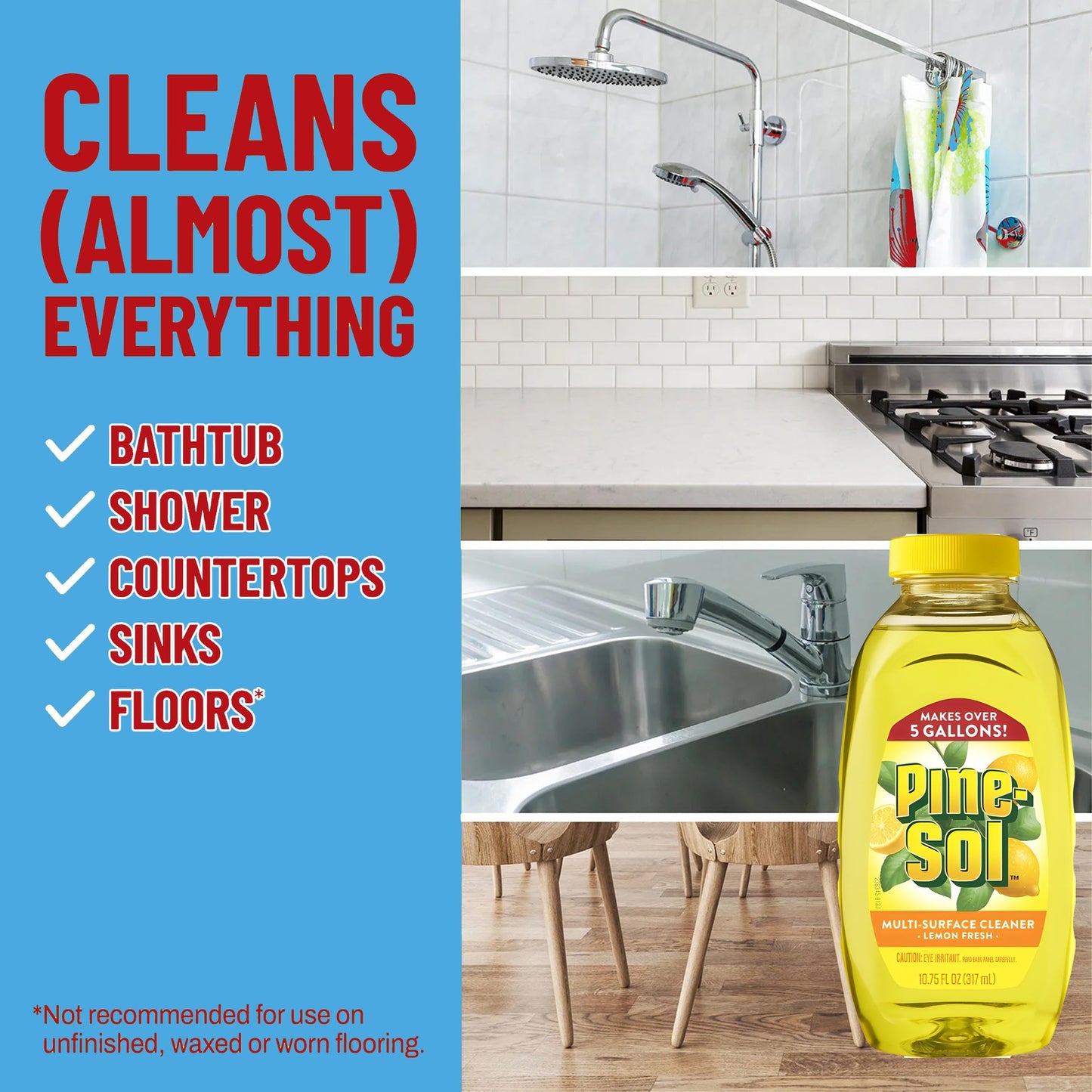 Pine-Sol Multi Surface Cleaner, 2 Pack, Concentrated Multi Purpose Cleaner and Degreaser for Kitchen and Bathroom, Makes 5 Gallons, Lemon Fresh Scent