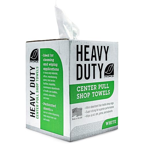 Fresh Towel Heavy Duty White Shop Towels 160 Sheets, 9x12 Inch Disposable Center Pull Shop Rags for Painters, Contractors, Automotive and Garage