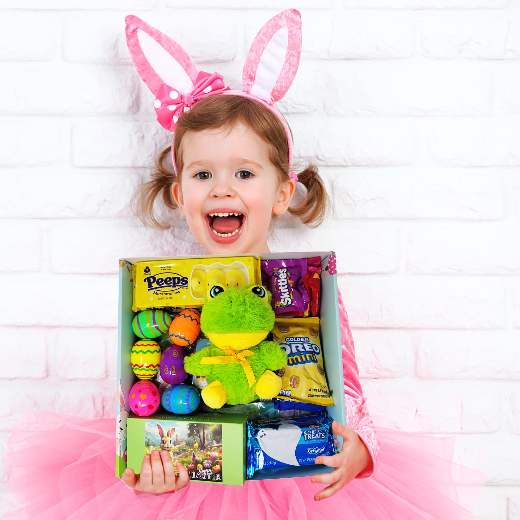 Prefilled Easter Basket for Kids - Easter Care Package with Toys & Activities, Frog Gift Box, Pre-Made Easter Basket Stuffers