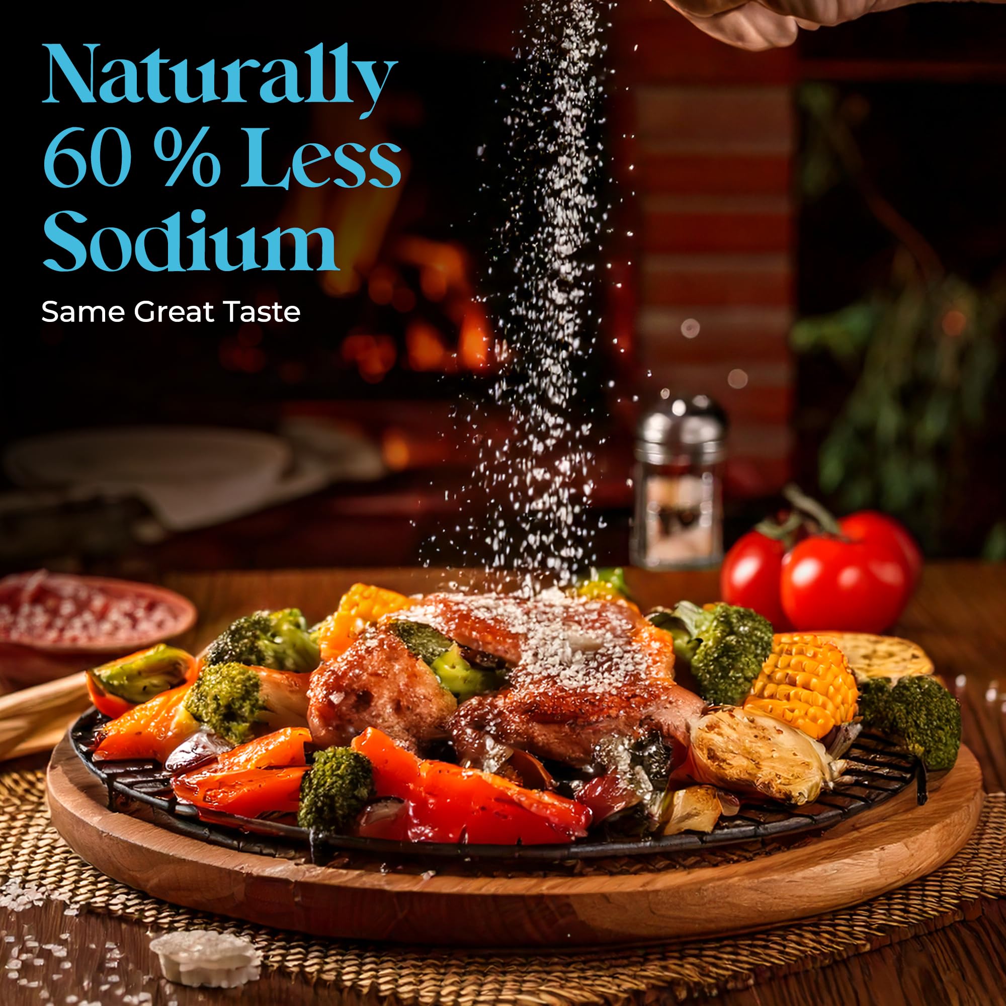 Aromasong Low Sodium Sea Salt 13 OZ. | 2-Pack | Saltshaker 100% Natural Fine Grain Dead Sea Potassium Chloride with Dead Sea Salt.