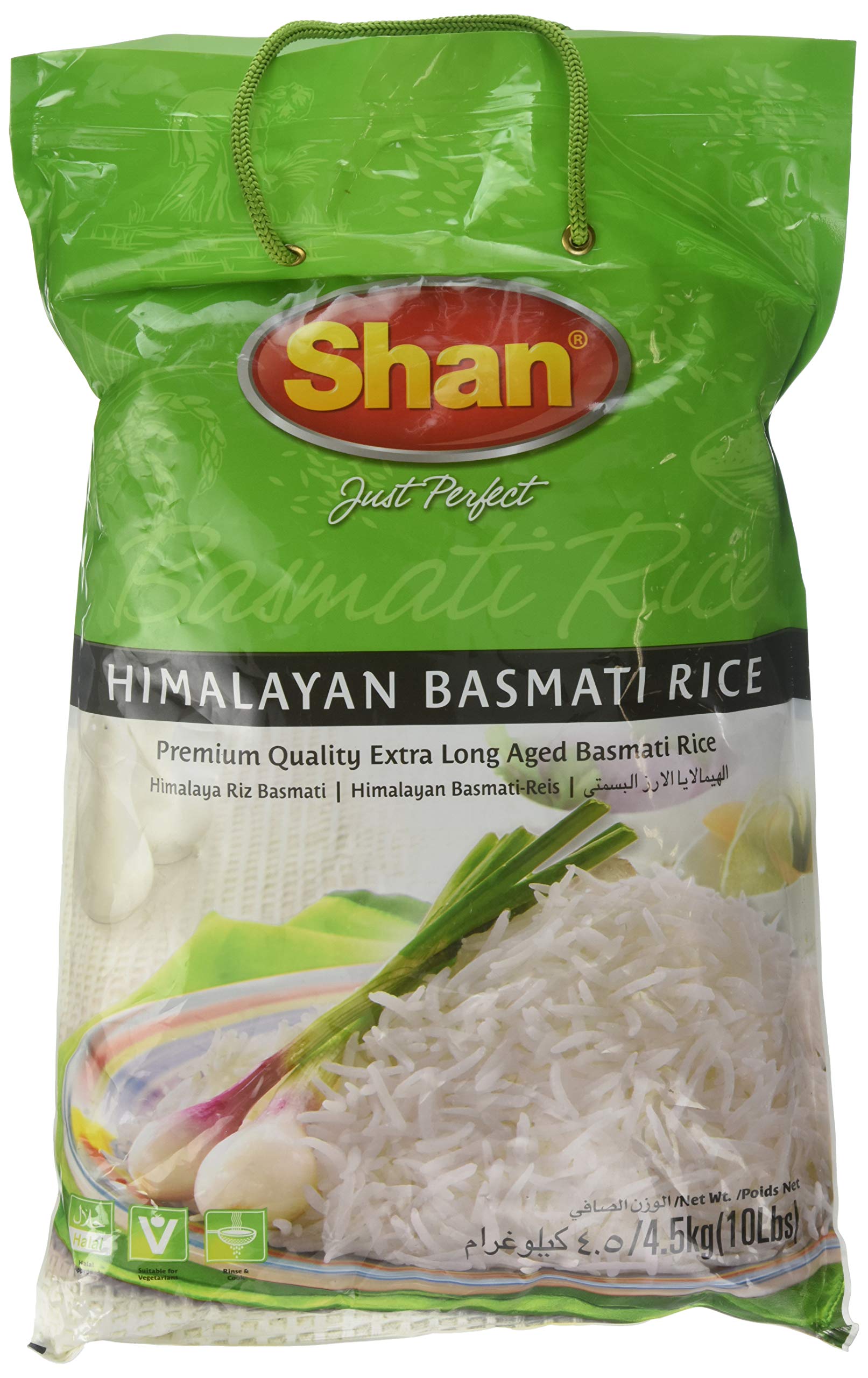 Shan Premium Quality Kernel Basmati Rice 10 Lbs Bag - Extra Long Aged Aromatic - NET WT 10 lbs (Packaging may Vary)