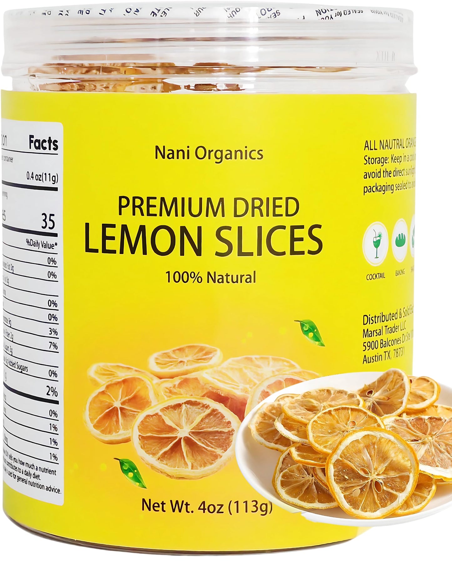 Premium Dried Lemon Slices 4oz (113g) - 100% Natural, Handpicked & Additive-Free | Dehydrated Lemon Slices for Cocktails, Teas, Baking, Decor & Crafts