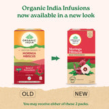 A TATA Product - Organic India Moringa Hibiscus Infusion, 25 Tea Bags, Certified Organic, Antioxidant-Rich, Caffeine-Free, Whole Herb Blend