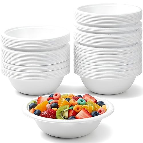 Premium Heavyweight White Plastic Soup Bowls - 15 oz (Pack Of 100) - Durable & Reusable Bowls For Parties, Events & Everyday Use