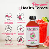 Fire Brew Premium Shrub - Watermelon Lime Shrub | 16 Concentrated Servings of Organic Ingredients for Bright Sweet Tart Flavor with Watermelon Lime