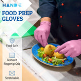 Hand-E Touch Pink Nitrile Disposable Gloves, 50 Ct, 3 Mil, Latex Free - Powder Free, Food Safe, Textured Grip for Esthetician, Nail Tech, Hair Dye