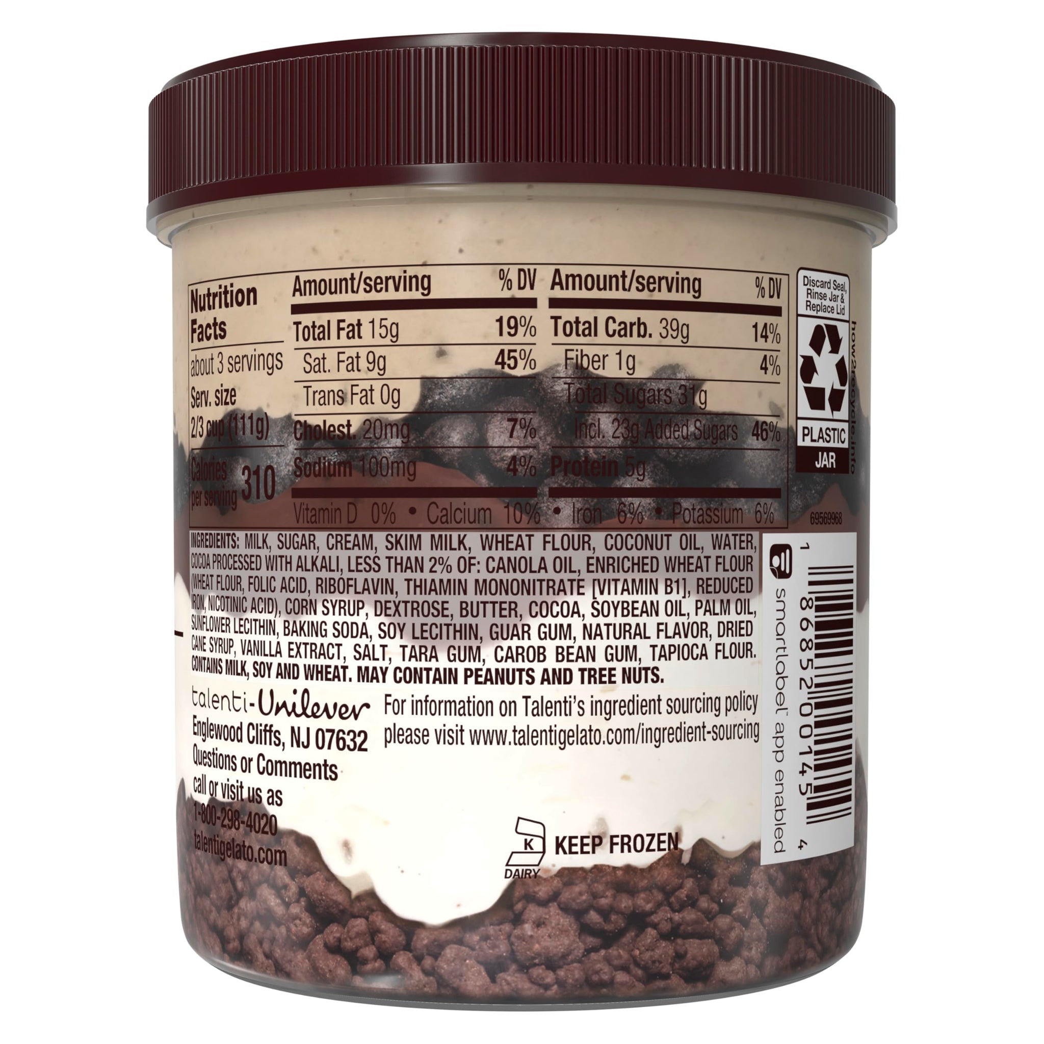 Talenti Gelato Layers For a Delicious Frozen Dessert Cookies and Cream 5 Layers in Every Jar 10.7 oz