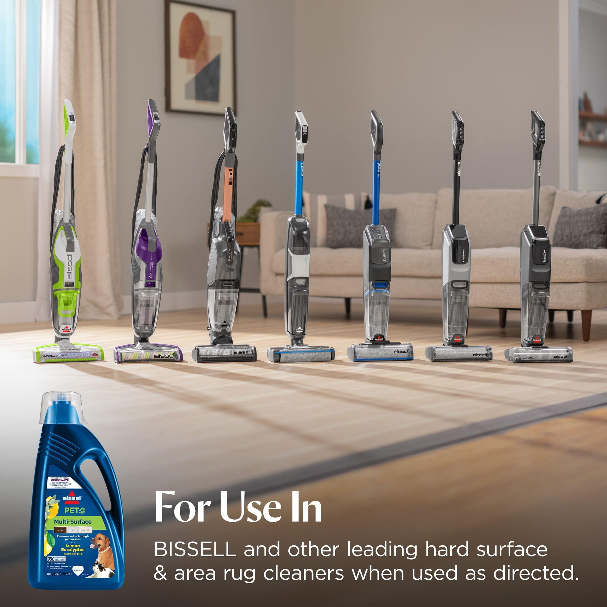 Bissell Multi-Surface Pet with Citrus, 3444G, 80oz, Safe on Sealed Hard Floors and Area Rugs, Removes tough pet messes and elimantes odors, Lemon