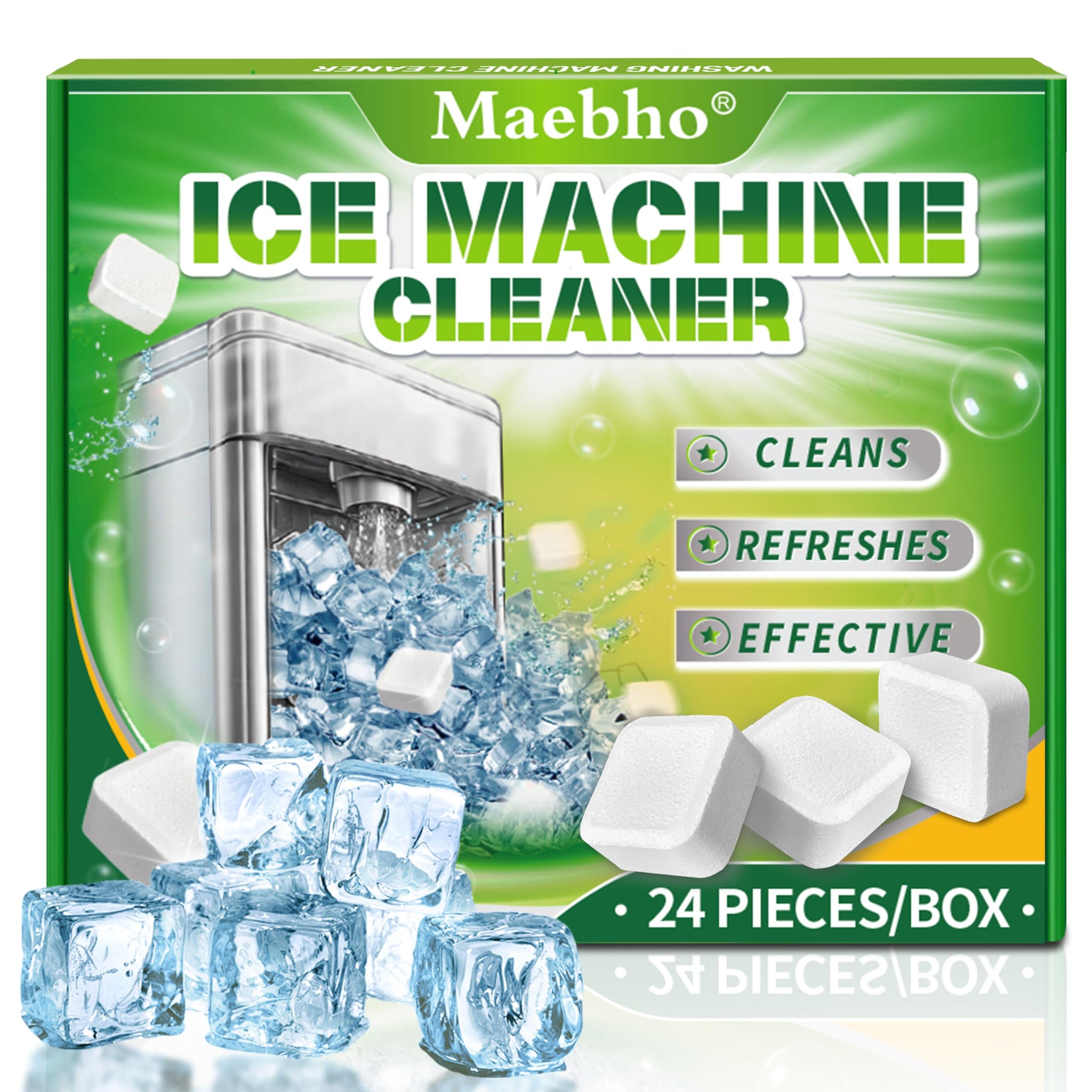 Maebho Ice Machine Cleaner Maker Descaler - 24 Unscented Clean Tablets Compatible with Opal, Kitchenaid, GE Profile,Nickel Safe Scale Remover