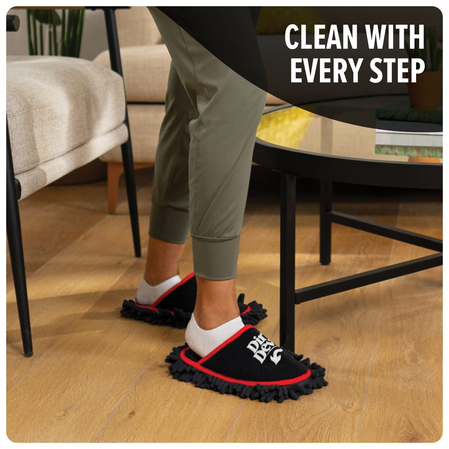 Dirt Devil Cleaning Slippers, Detachable and Washable Microfiber Dusting Shoes, For Hard Floors and Baseboards, Mop Slippers for Floor Cleaning
