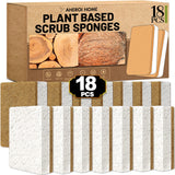 Aheroi Natural Dish Sponge, 18 Count FSC Certified Plant-Based Biodegradable Kitchen Sponges for Dishes, Compostable Eco Friendly Sponges, Organic