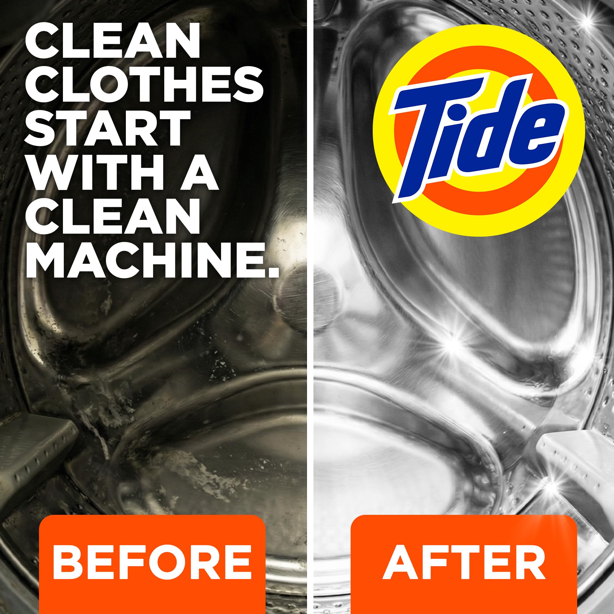 Washing Machine Cleaner by Tide, Washer Machine Cleaner with Oxi for Front and Top Loader Washer Machines, Deep Cleaning Residue & Odor Eliminator, 10