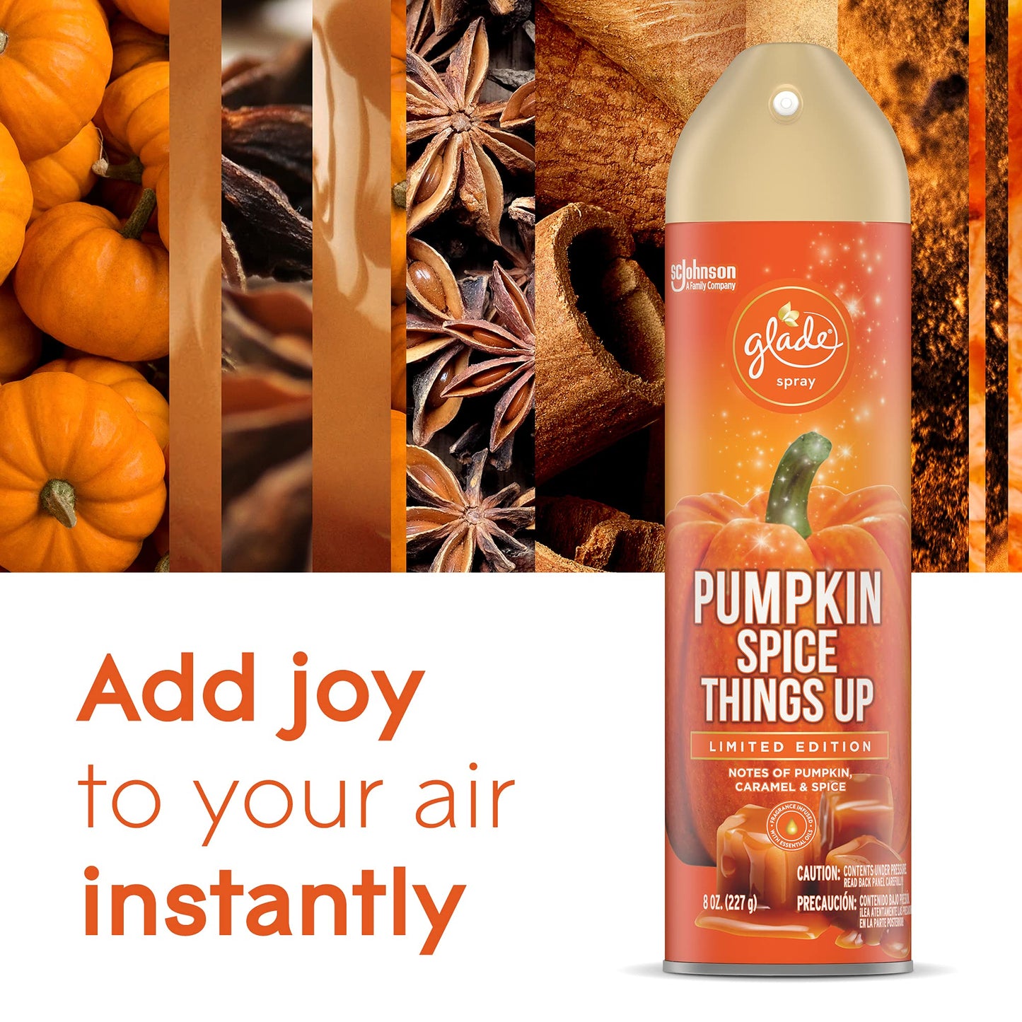 Glade Air Freshener, Room Spray, Pumpkin Spice Things Up, 8 Oz